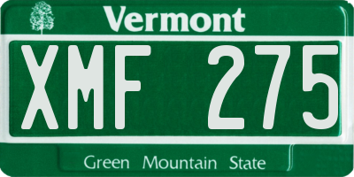VT license plate XMF275