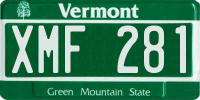 VT license plate XMF281