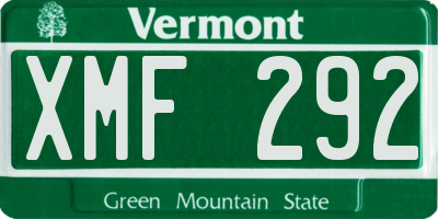VT license plate XMF292