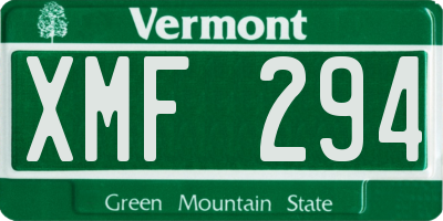 VT license plate XMF294
