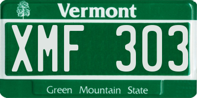 VT license plate XMF303