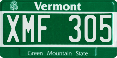 VT license plate XMF305
