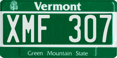 VT license plate XMF307