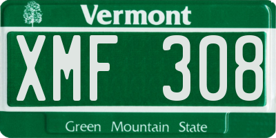 VT license plate XMF308