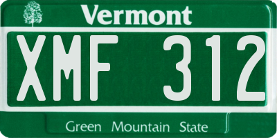 VT license plate XMF312