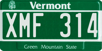 VT license plate XMF314