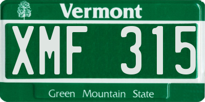 VT license plate XMF315
