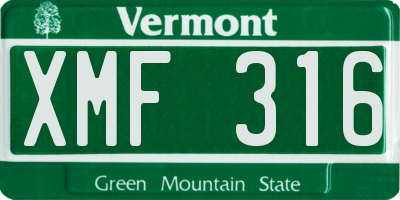 VT license plate XMF316