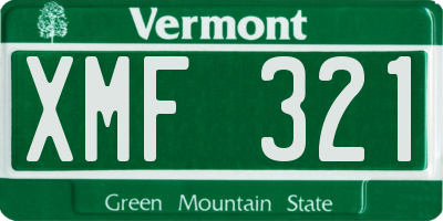 VT license plate XMF321