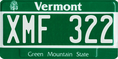 VT license plate XMF322