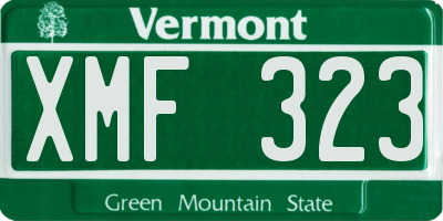 VT license plate XMF323