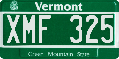 VT license plate XMF325