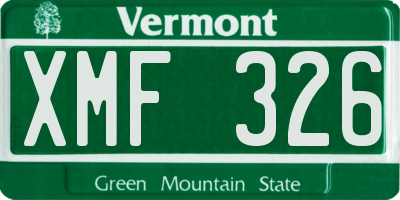 VT license plate XMF326