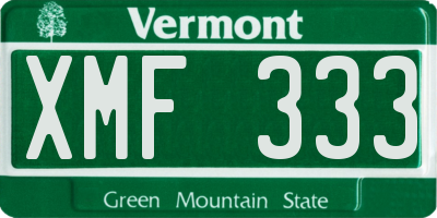 VT license plate XMF333