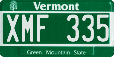 VT license plate XMF335