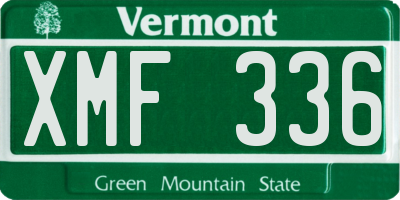 VT license plate XMF336