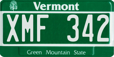 VT license plate XMF342