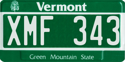 VT license plate XMF343