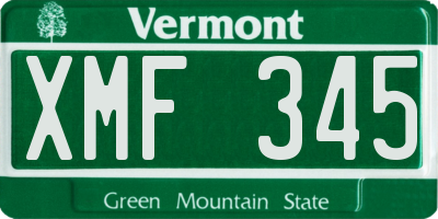 VT license plate XMF345