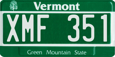 VT license plate XMF351