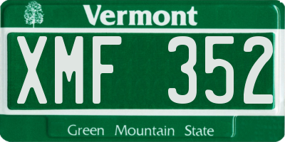 VT license plate XMF352