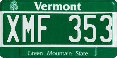 VT license plate XMF353