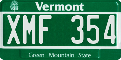 VT license plate XMF354