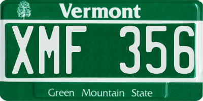 VT license plate XMF356