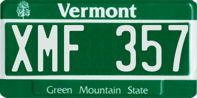 VT license plate XMF357