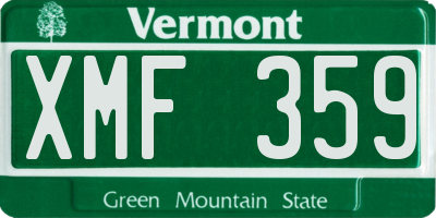 VT license plate XMF359