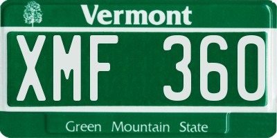 VT license plate XMF360