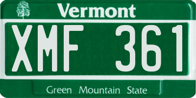VT license plate XMF361