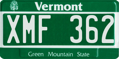 VT license plate XMF362