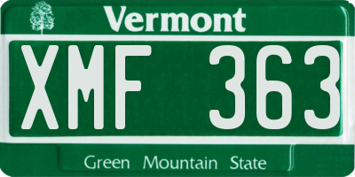VT license plate XMF363