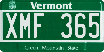 VT license plate XMF365