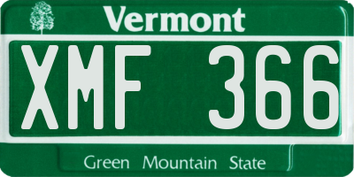 VT license plate XMF366