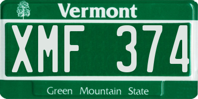 VT license plate XMF374