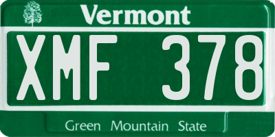 VT license plate XMF378