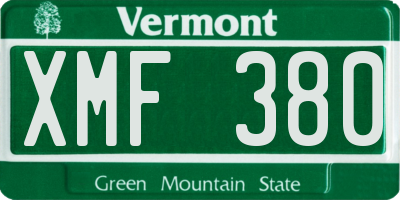 VT license plate XMF380