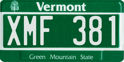 VT license plate XMF381