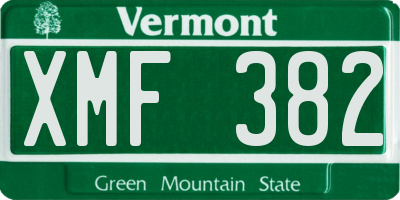 VT license plate XMF382