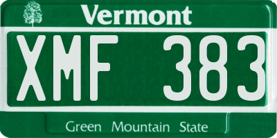 VT license plate XMF383