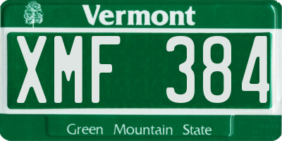 VT license plate XMF384