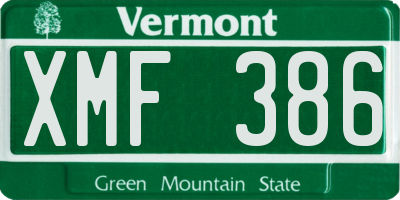 VT license plate XMF386
