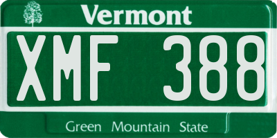 VT license plate XMF388