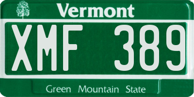 VT license plate XMF389