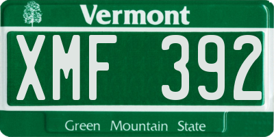 VT license plate XMF392