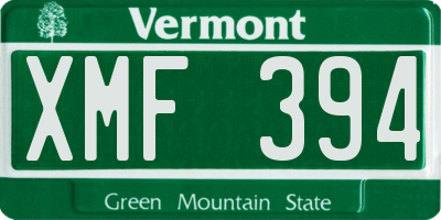 VT license plate XMF394