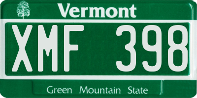 VT license plate XMF398