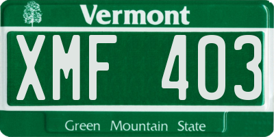 VT license plate XMF403